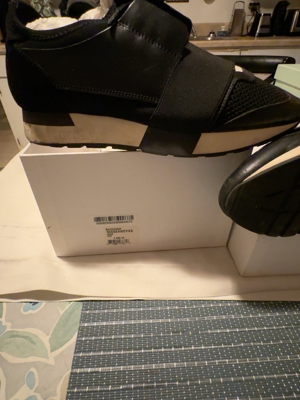 Balenciaga Black Slip-On Stretch Leather & Mesh Sneakers